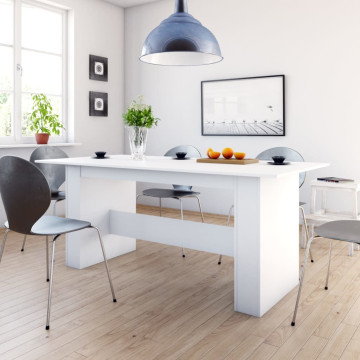 Fehér szerelt fa étkezőasztal 180 x 90 x 76 cm - utánvéttel vagy ingyenes szállítással