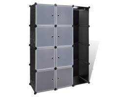Fekete/fehér szekrény 9 tárolórekesszel 37 x 146 x 180,5 cm - utánvéttel vagy ingyenes szállítással