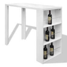Fehér magasfényű MDF bárasztal bortartóval - utánvéttel vagy ingyenes szállítással
