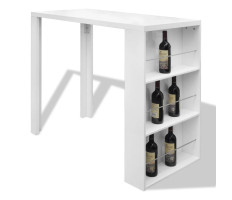 Fehér magasfényű MDF bárasztal bortartóval - utánvéttel vagy ingyenes szállítással