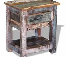 43x33x51 cm 1 fiókos tömör újrahasznosított fa kis asztal - utánvéttel vagy ingyenes szállítással
