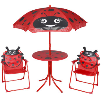 3 darabos piros kerti gyerek bisztrószett napernyővel - utánvéttel vagy ingyenes szállítással
