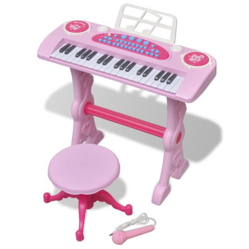 Játék 37 billentyűs zongora székkel és mikrofonnal rózsaszín - utánvéttel vagy ingyenes szállítással