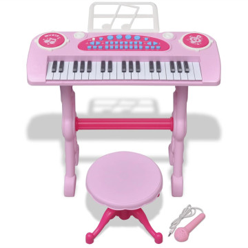 Játék 37 billentyűs zongora székkel és mikrofonnal rózsaszín - utánvéttel vagy ingyenes szállítással