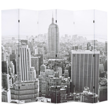 Fekete-fehér New York mintás paraván 228 x 170 cm - utánvéttel vagy ingyenes szállítással