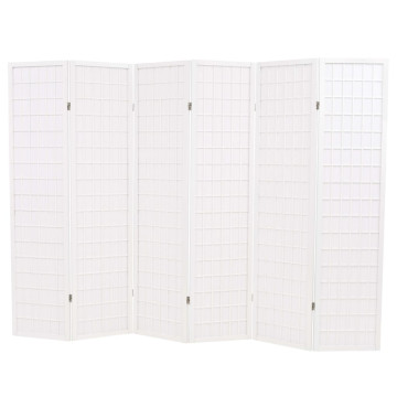 6 paneles, fehér, japán stílusú paraván 240 x 170 cm - utánvéttel vagy ingyenes szállítással