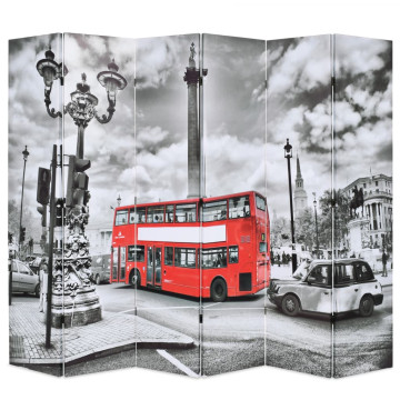 Fekete-fehér londoni busz mintás paraván 228 x 170 cm - utánvéttel vagy ingyenes szállítással