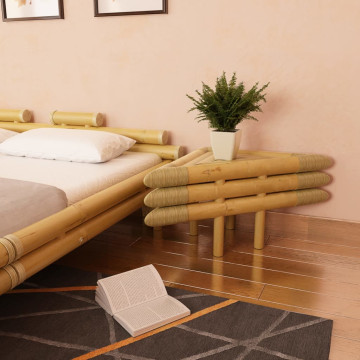 2 db természetes bambusz éjjeliszekrény 60 x 60 x 40 cm - utánvéttel vagy ingyenes szállítással
