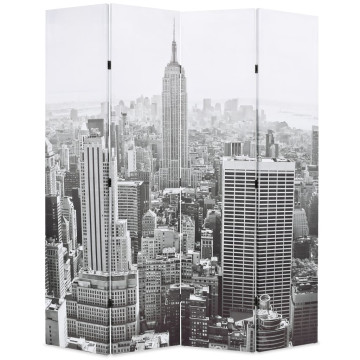 Fekete-fehér New York mintás paraván 160 x 170 cm - utánvéttel vagy ingyenes szállítással