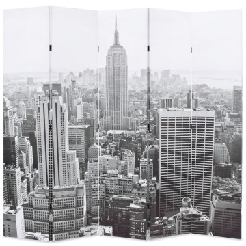 Fekete-fehér New York mintás paraván 200 x 170 cm - utánvéttel vagy ingyenes szállítással
