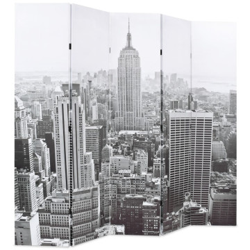 Fekete-fehér New York mintás paraván 200 x 170 cm - utánvéttel vagy ingyenes szállítással
