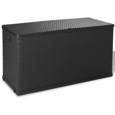 Antracitszürke PP rattan kerti tárolóláda 120 x 56 x 63 cm - utánvéttel vagy ingyenes szállítással