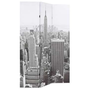 Fekete-fehér New York mintás paraván 120 x 170 cm - utánvéttel vagy ingyenes szállítással