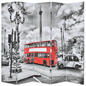 Fekete-fehér londoni busz mintás paraván 200 x 170 cm - utánvéttel vagy ingyenes szállítással