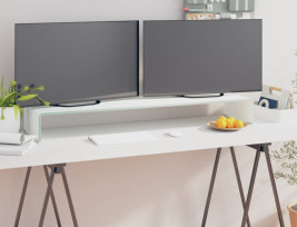 Fehér üveg TV/monitor állvány 110x30x13 cm - utánvéttel vagy ingyenes szállítással