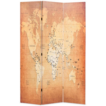 Sárga világtérkép mintás paraván 120 x 170 cm - utánvéttel vagy ingyenes szállítással