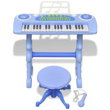 Játék 37 billentyűs zongora székkel és mikrofonnal kék - utánvéttel vagy ingyenes szállítással