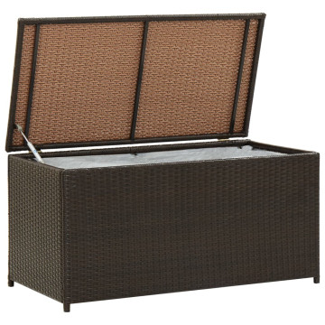 Barna kerti polyrattan tárolóláda 100 x 50 x 50 cm - utánvéttel vagy ingyenes szállítással