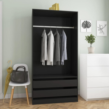 Fekete szerelt fa ruhásszekrény 100 x 50 x 200 cm - utánvéttel vagy ingyenes szállítással