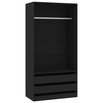 Fekete szerelt fa ruhásszekrény 100 x 50 x 200 cm - utánvéttel vagy ingyenes szállítással