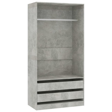 Betonszürke szerelt fa ruhásszekrény 100 x 50 x 200 cm - utánvéttel vagy ingyenes szállítással