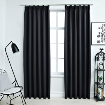 2 db fekete sötétítőfüggöny kampókkal 140 x 175 cm - utánvéttel vagy ingyenes szállítással