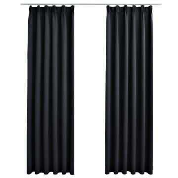 2 db fekete sötétítőfüggöny kampókkal 140 x 245 cm - utánvéttel vagy ingyenes szállítással
