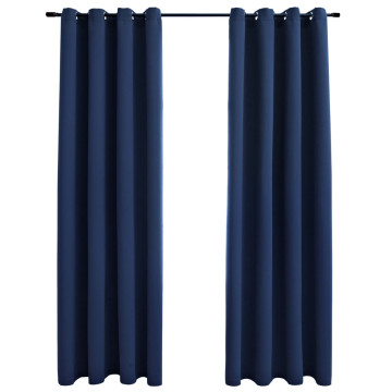 2 db kék sötétítőfüggöny fémgyűrűkkel 140 x 225 cm - utánvéttel vagy ingyenes szállítással