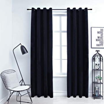2 db fekete bársony sötétítőfüggöny gyűrűkkel 140 x 245 cm - utánvéttel vagy ingyenes szállítással