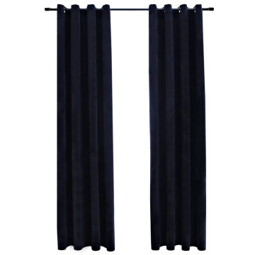 2 db fekete bársony sötétítőfüggöny gyűrűkkel 140 x 245 cm - utánvéttel vagy ingyenes szállítással