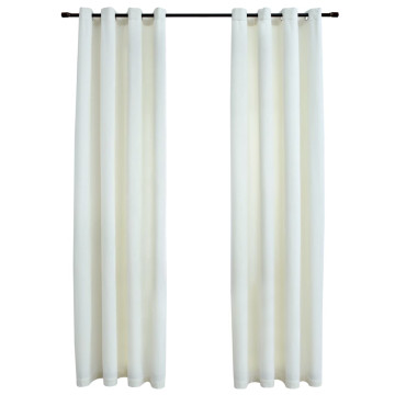 2 db krémszínű bársony sötétítőfüggöny gyűrűkkel 140 x 225 cm - utánvéttel vagy ingyenes szállítással