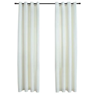 2 db krémszínű bársony sötétítőfüggöny gyűrűkkel 140 x 245 cm - utánvéttel vagy ingyenes szállítással