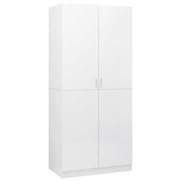 Magasfényű fehér szerelt fa ruhásszekrény 80 x 52 x 180 cm - utánvéttel vagy ingyenes szállítással