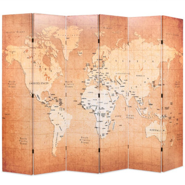 Sárga világtérkép mintás paraván 228 x 170 cm - utánvéttel vagy ingyenes szállítással