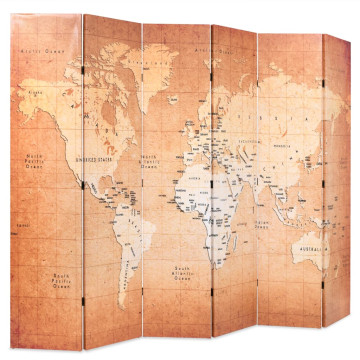 Sárga világtérkép mintás paraván 228 x 170 cm - utánvéttel vagy ingyenes szállítással