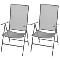 2 db szürke rakásolható acél kerti szék - utánvéttel vagy ingyenes szállítással