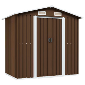 Barna acél kerti fém fészer 204 x 132 x 186 cm - utánvéttel vagy ingyenes szállítással