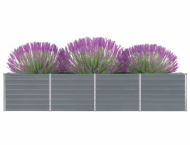 Szürke horganyzott acél kerti virágtartó 320 x 40 x 45 cm - utánvéttel vagy ingyenes szállítással