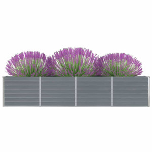 Szürke horganyzott acél kerti virágtartó 320 x 40 x 45 cm - utánvéttel vagy ingyenes szállítással