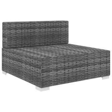 1 db szürke polyrattan moduláris középső kanapé párnákkal - utánvéttel vagy ingyenes szállítással