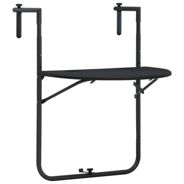 Fekete rattan hatású műanyag függő erkélyasztal 60x64x83,5 cm - utánvéttel vagy ingyenes szállítással