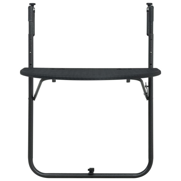 Fekete rattan hatású műanyag függő erkélyasztal 60x64x83,5 cm - utánvéttel vagy ingyenes szállítással