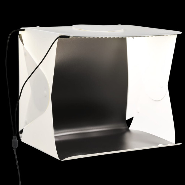 Fehér műanyag összecsukható softbox LED-lámpával 40x34x37 cm - utánvéttel vagy ingyenes szállítással