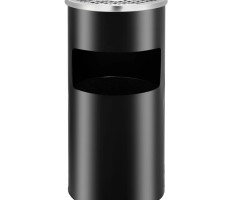 Fekete acél fali szemeteskuka hamutartóval 26 liter - utánvéttel vagy ingyenes szállítással