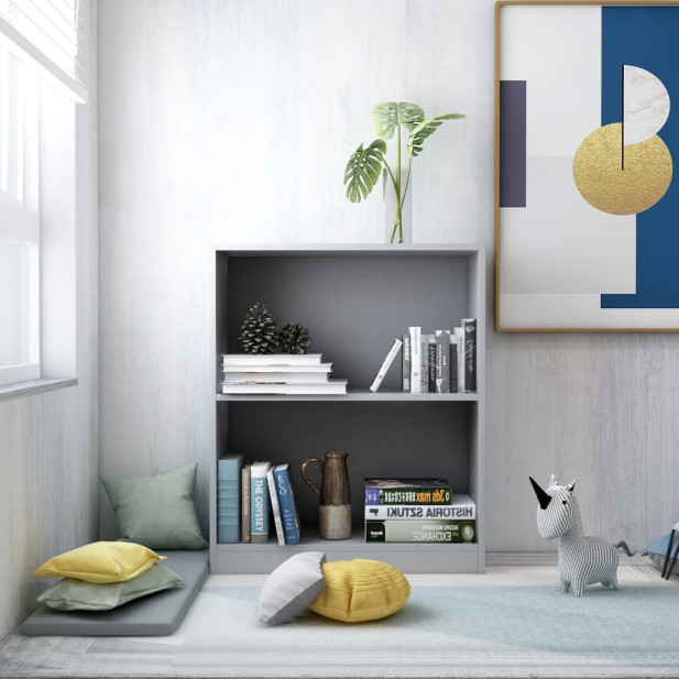 Szürke szerelt fa könyvespolc 60 x 24 x 76 cm - utánvéttel vagy ingyenes szállítással