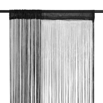 2 db fekete zsinórfüggöny 100 x 250 cm - utánvéttel vagy ingyenes szállítással