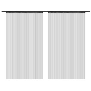 2 db fekete zsinórfüggöny 100 x 250 cm - utánvéttel vagy ingyenes szállítással