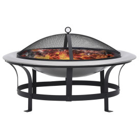 Rozsdamentes acél kültéri tűztál grillráccsal 76 cm - utánvéttel vagy ingyenes szállítással