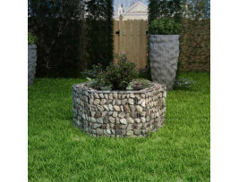 Hatszögletű gabion virágtartó 100 x 90 x 50 cm ezüst - utánvéttel vagy ingyenes szállítással