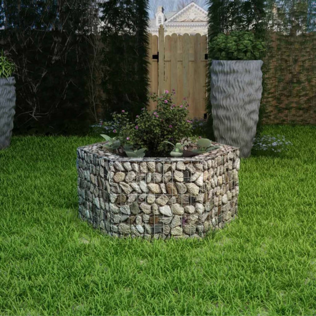 Hatszögletű gabion virágtartó 100 x 90 x 50 cm ezüst - utánvéttel vagy ingyenes szállítással